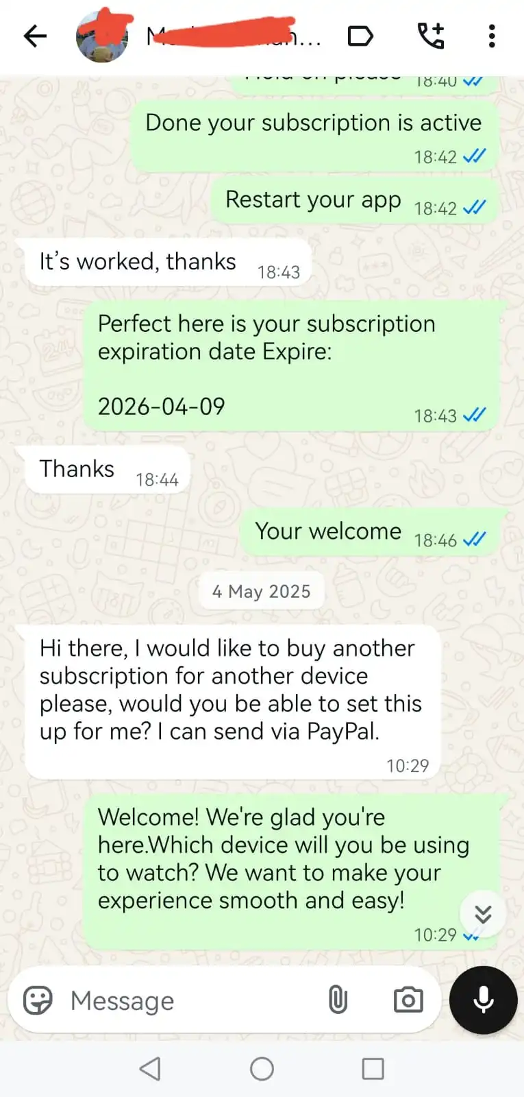 IPTV Firestick UK 13 Customer WhatsApp review — TVPrime4K Firestick