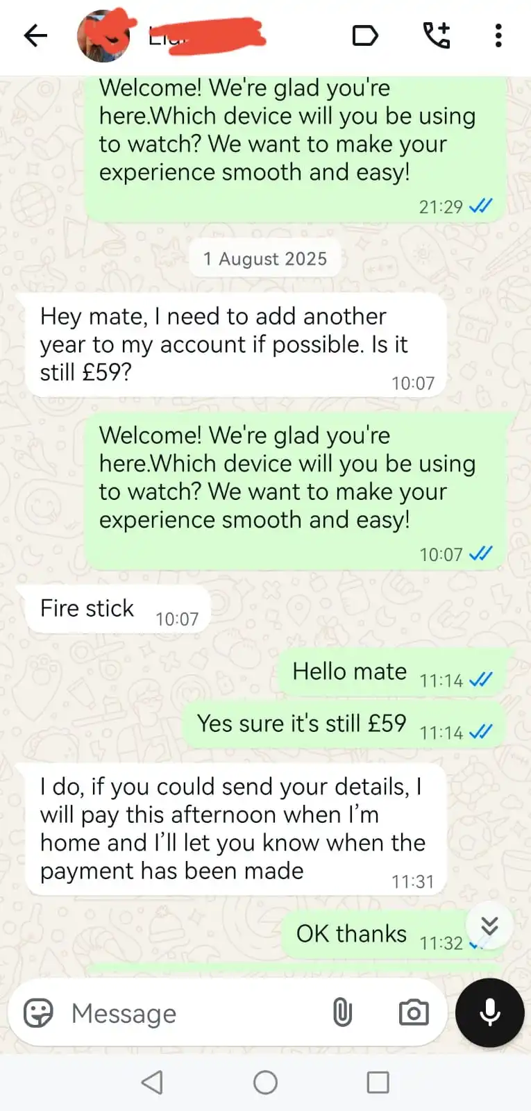 IPTV Firestick UK 15 Customer praising TVPrime4K setup support